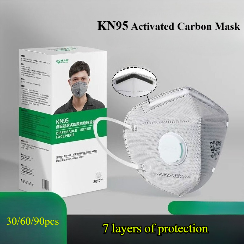 Kn95 Respirator Mask - 30/60/90 Buah Masker Debu KN95 Katup